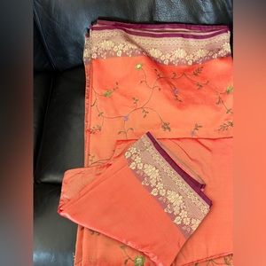 Silk Saree - Orange/Red